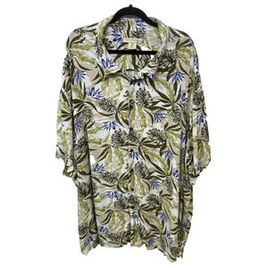 Island Passport Hawaiian Camp Shirt 4XL Rayon Tribal Aloha Floral Island‎ Men